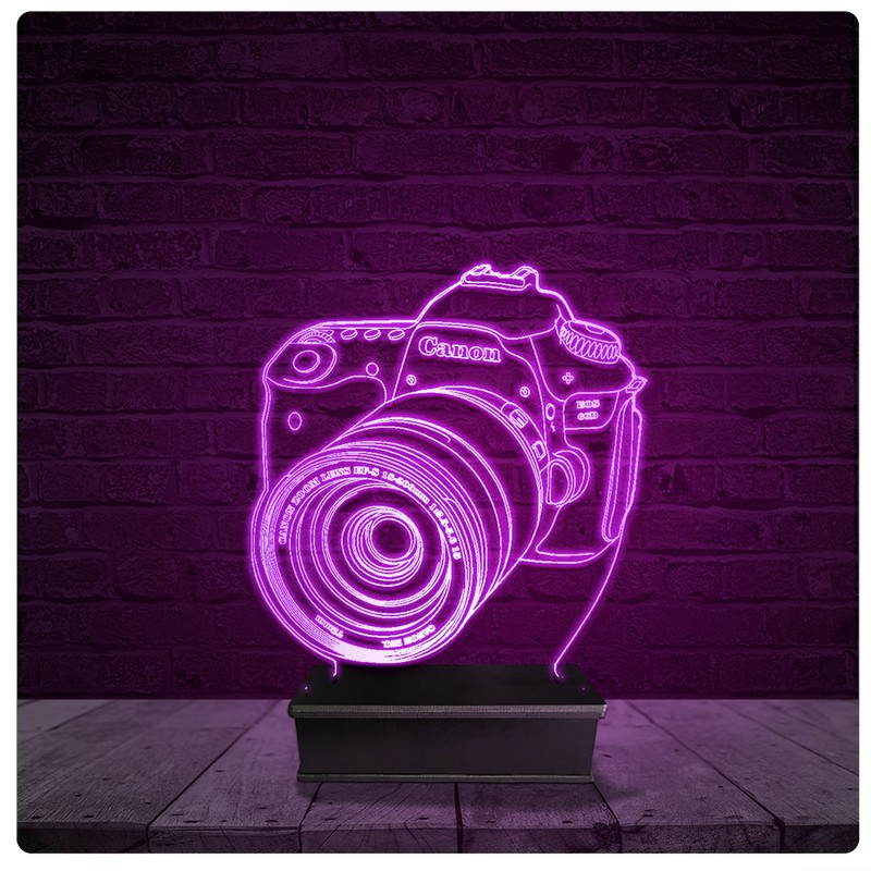 Luminária e Abajur Acrílico Led - Canon Fatógrafo Câmera