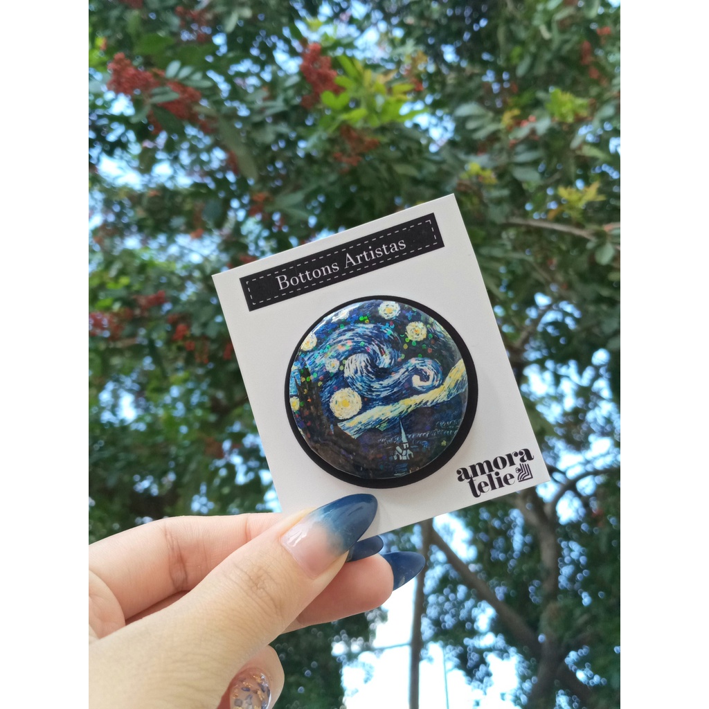 Van Gogh geocoin Avec Broche Et Chevalet Réel Toile - Traçable