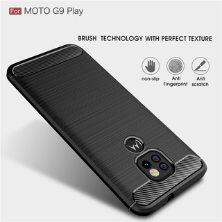 Capa Flexível De Silicone/TPU/Fibra De Carbono Fosca Para Motorola MOTO G9 Plus/Play