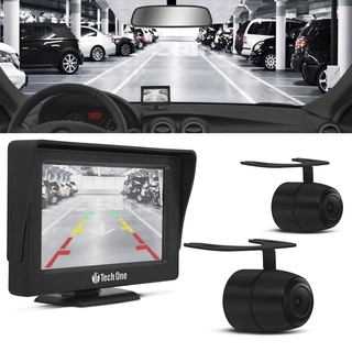 Camera De Ré Frontal Traseira + Tela 4.3 Para Estacionamento