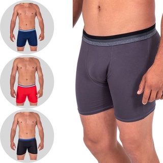 Kit C/3 Cueca Boxer Long Leg TECIDO FIBRA DE BAMBU Luxo Cuecas Box Confortavel Direto da Fabrica Revenda