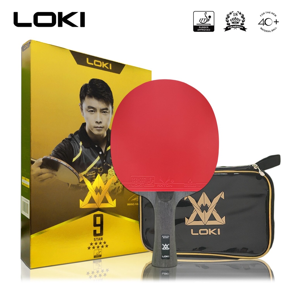 Loki 9 Estrelas Profissional Ping Pong Bat Com Bolsa Attack-Loop Alta Pegajosa Raquete De Tênis De Mesa Lâmina De Carbono Pá Para Rápida