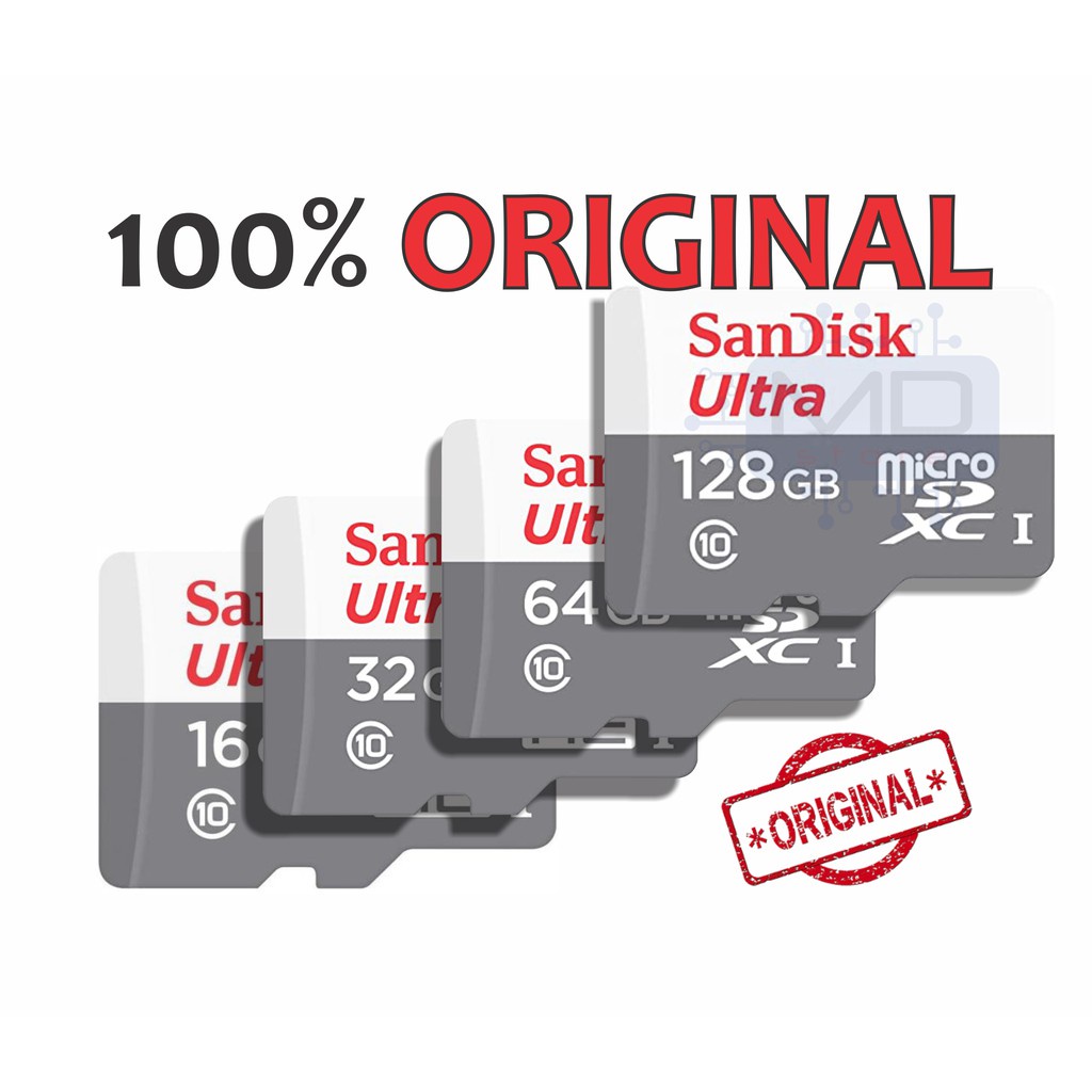 Cartão de Memória Sandisk 100% original Ultra 16GB 32GB 64GB 128GB 100mb/s Classe 10 Micro sd para smartphones notebooks fones cameras de seguraça