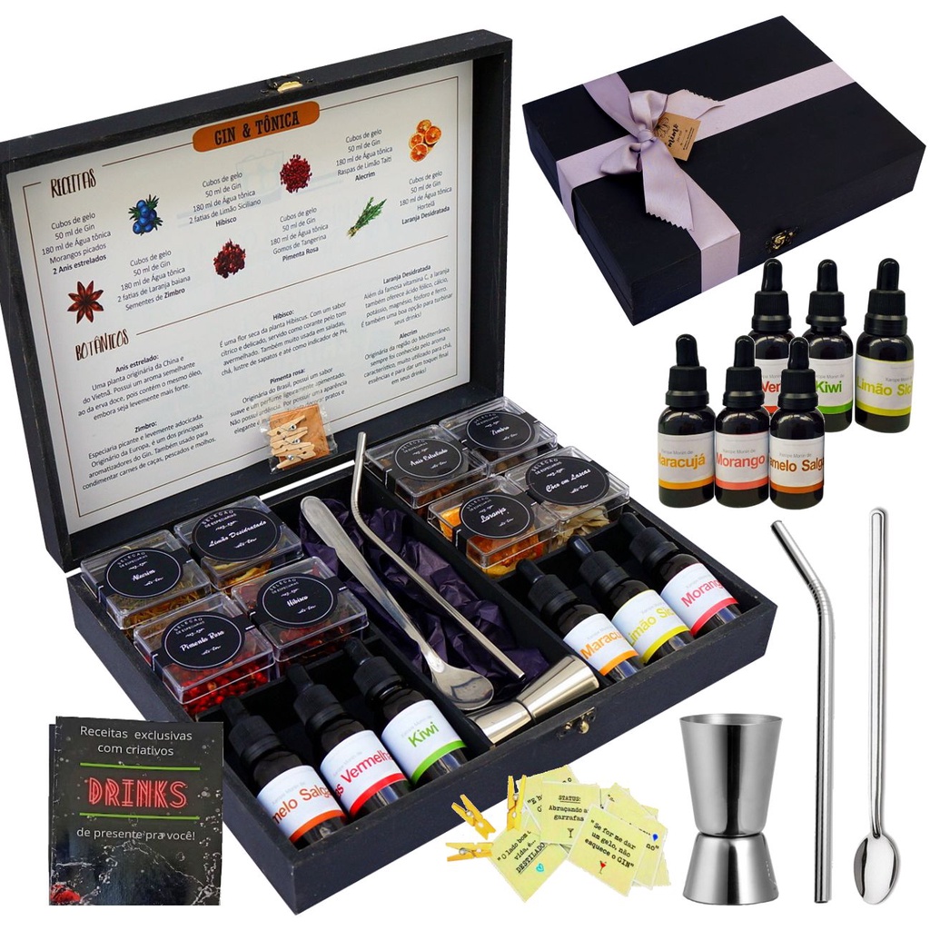 Kit Gin Especiarias 8 Especiarias + 6 Xarope + Dosador + Colher