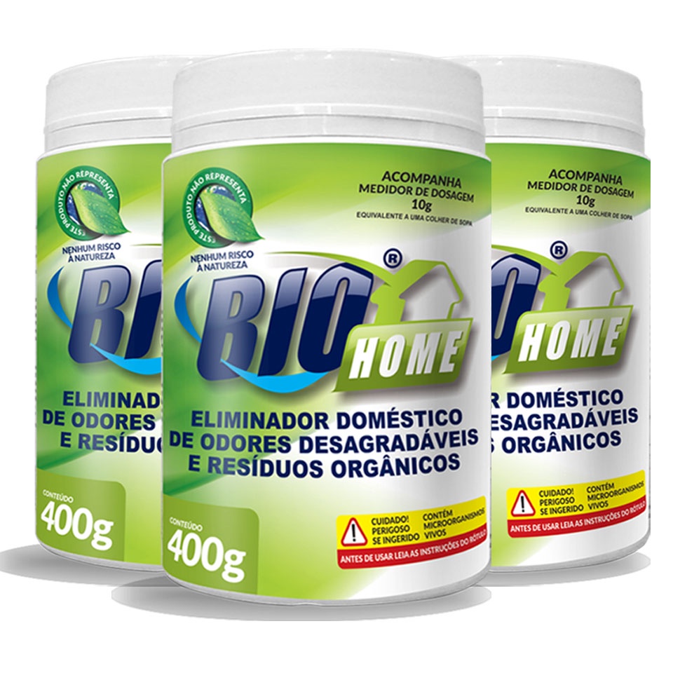Limpa Fossa, Caixa de Gordura e Ralos - BioHome 400g - Kit com 3