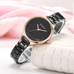 Curren Relógio Feminino Pulseira De Aço Inoxidável Ouro Luxo Moda All-match Simples 9015 X