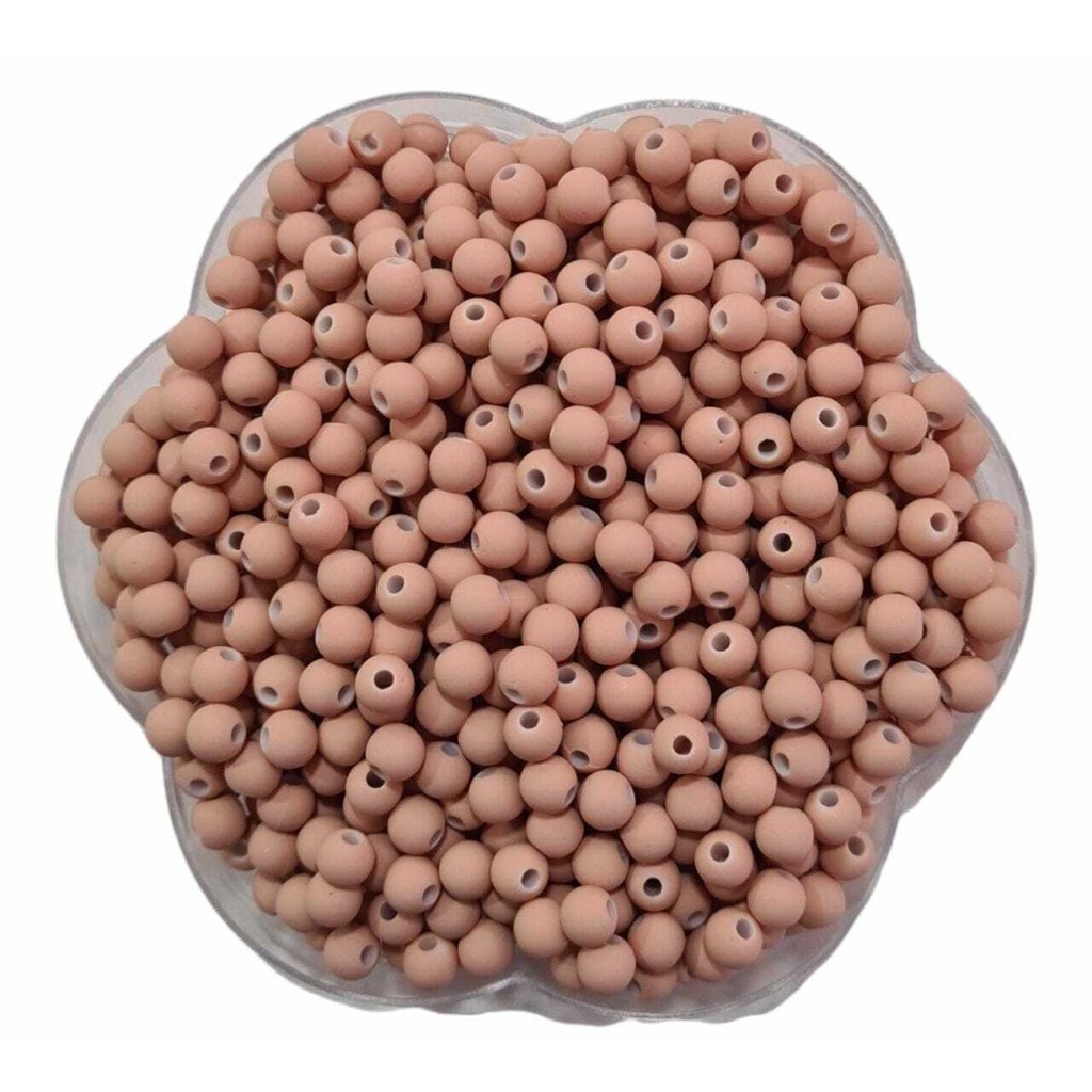 Miçanga - Bola Emborrachada - Nude - 6mm - Pct c/ 50gr