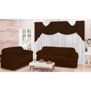 Kit Sala Conforto Com Cortina 2 M + Kit Capa 3 E 2 Lugares