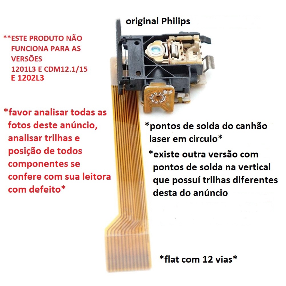 UNIDADE ÓPTICA PHILIPS VAM 1202/12 = VAM 1201/12 SEM MECÂNICA