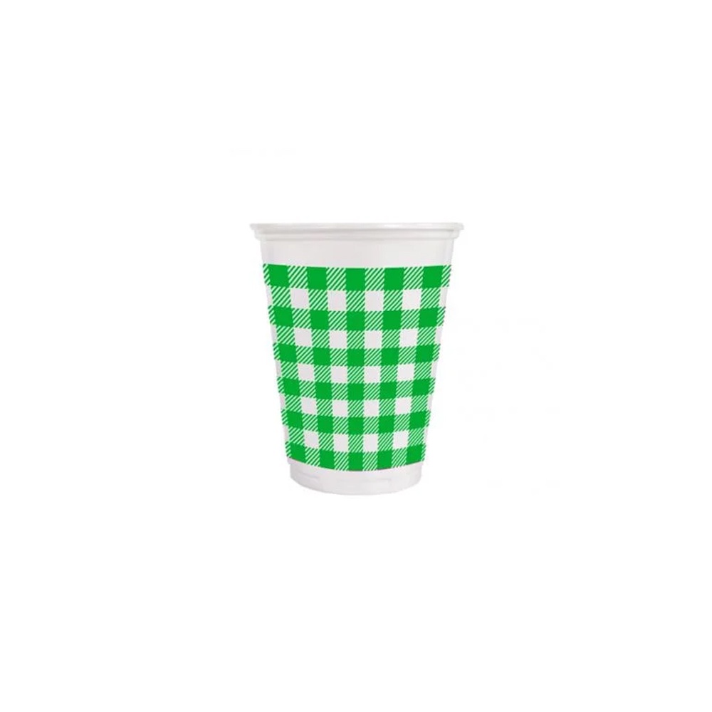 Copo de Plástico Xadrez Verde 200ml - 25 unidades - Rizzo