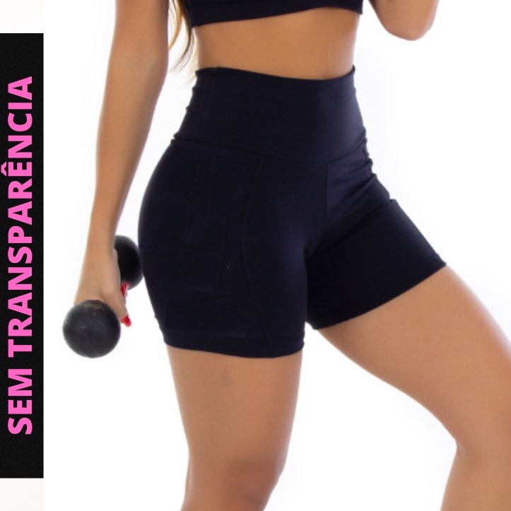 Short Bermuda Feminina SEM TRANSPARÊNCIA Fitness Academia Recorte
