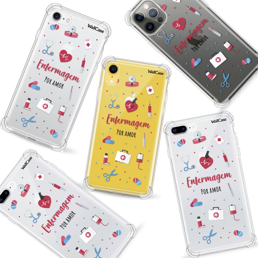 Capinha de Celular Transparente Cp27 Profissão Enfermagem Para iPhone 5 6 7 8 11 12 13 14 15 16E 17 Se Xr Xs Pro Max