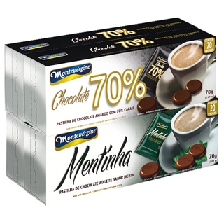 80 Pastilhas De Chocolate, Menta E 70% Cacau, Montevergine