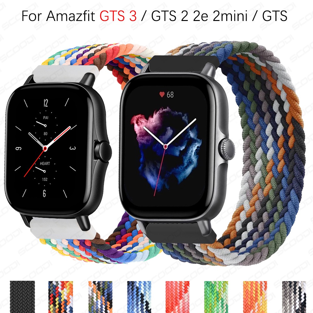Alça Elástica De Nylon Trançado Para Xiaomi Huami Amazfit GTS 4 3 2 2e 4Mini 2Mini Pulseira De Smartwatch Relógio Inteligente