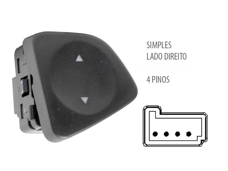 Botao Interruptor Vidro Eletrico Simples Uno Direito em Oferta na Shopee