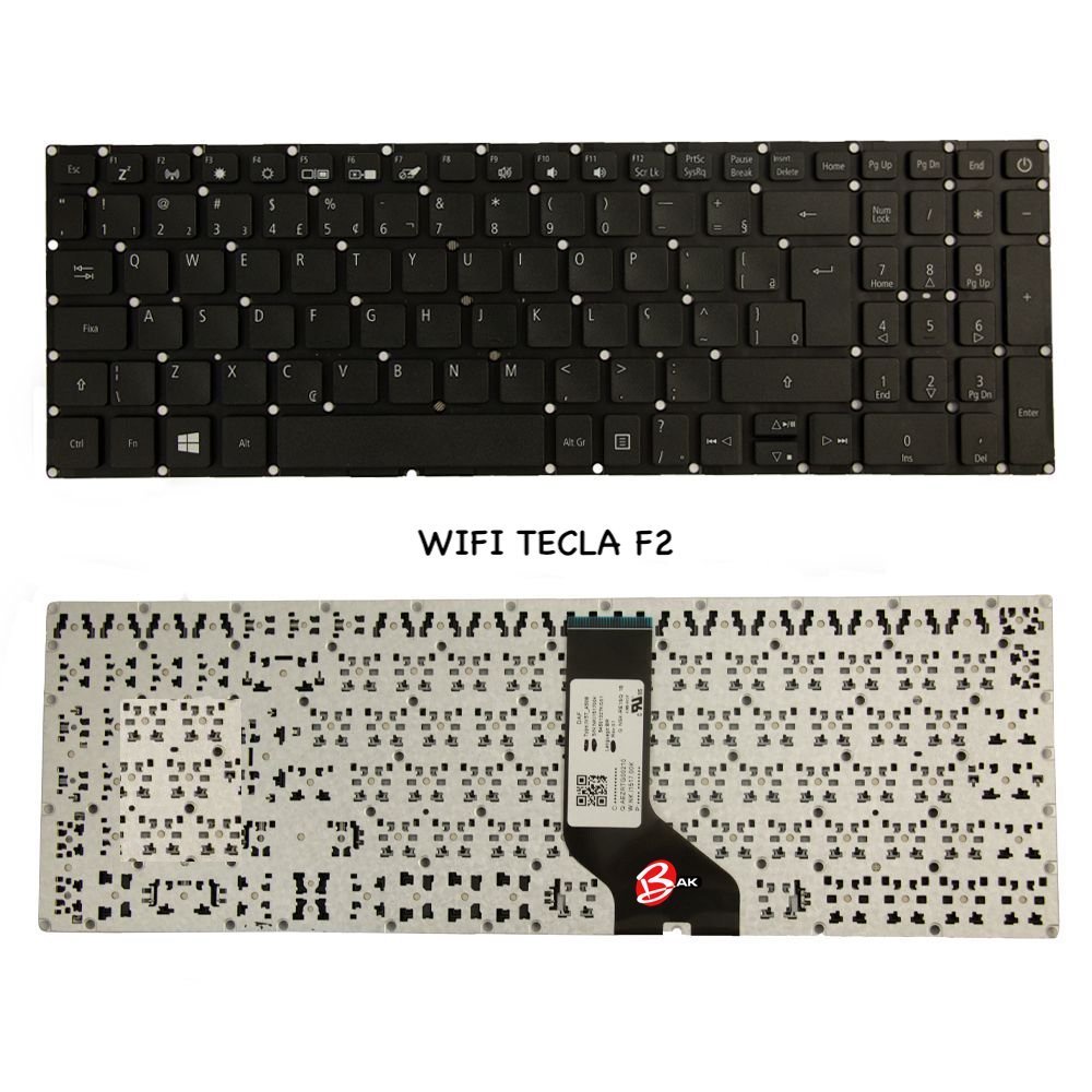 Teclado para notebook Acer Aspire 3 A315-33 A315-41 A315-51 A315-53 PK1328Z28Z2A29 LV5T_A80B Br Wifi F2