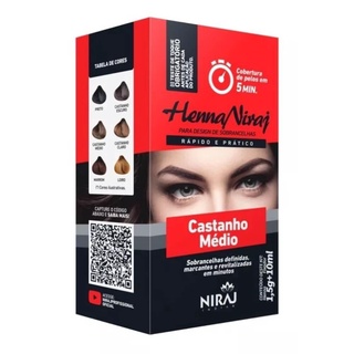 Henna Niraj Para Design de Sobrancelha Castanho Medio + Fixador 1,5gr