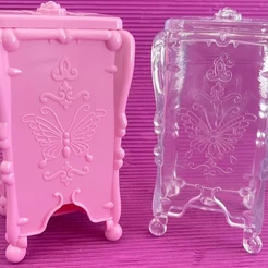 Porta Algodão Prensado Rosa/Transparente em Acrílico