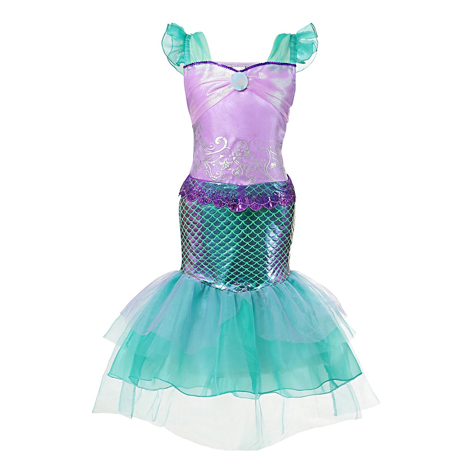 Vestido Infantil Fantasia Fantasia Princesa Sereia Ariel Luxo