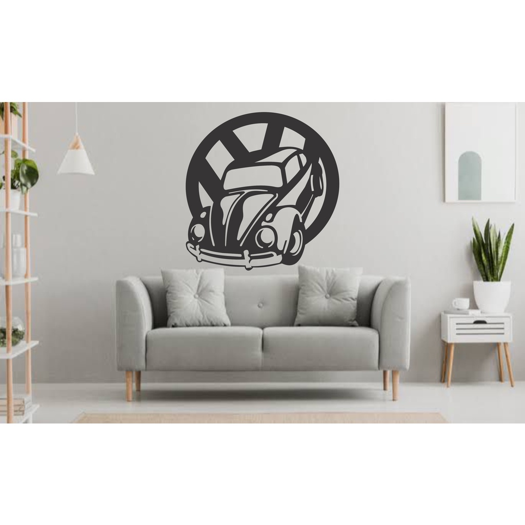 Quadro de parede aplique parede Fusca VW em MDF 3mm decoração para sala quarto cor preto