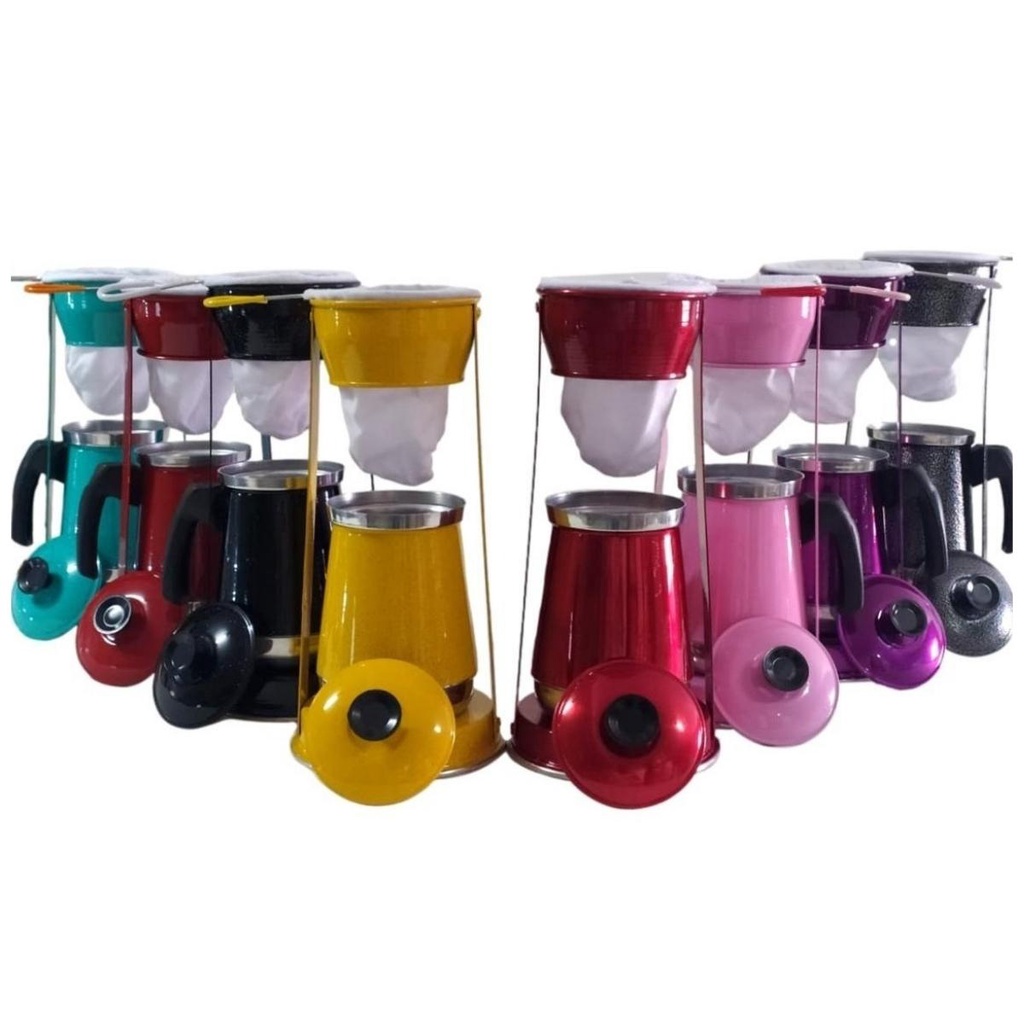 Bule Com Mancebo Coador De Café Colorido Retro Em Alumínio | Shopee Brasil