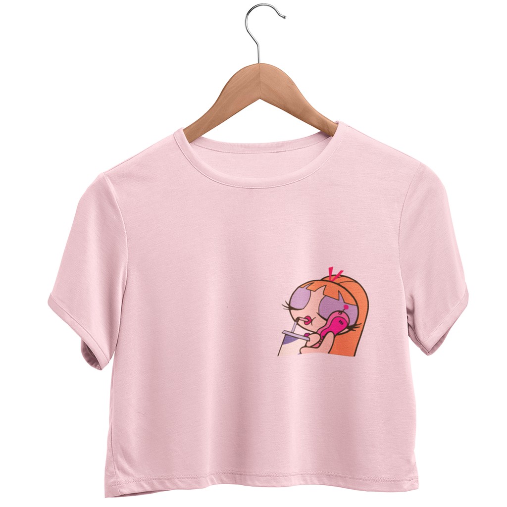 Camiseta Cropped Unissex Algodão Feminina As Meninas Super Poderosas Florzinha