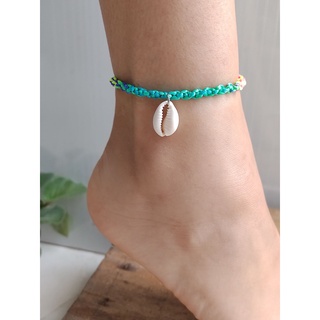 Tornozeleiras de Miçangas Fio Cetim Macramê Com Búzios Conchas Acessórios Verão Colorido