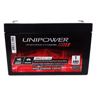 Bateria Selada 6v 7,2ah Unipower - Carro, Moto Eletrica em Oferta na Shopee