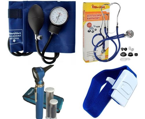 Kit Acadêmico Esfigmomanômetro+otoscópio+estetoscópio+garrot