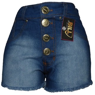 short jeans com lycra cintura alta