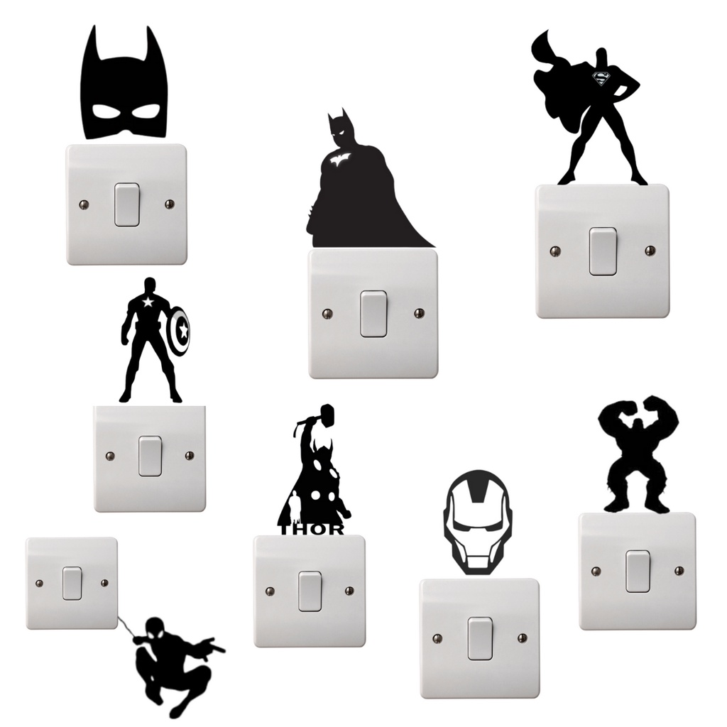 Adesivos Autocolante Decorativos Parede,Tomada Interruptor Super Herois 08pçs