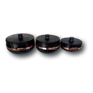 Kit Com 3 Panelas De Pedra Curadas 1,5 - 2lts e 2,5lts em Oferta na Shopee