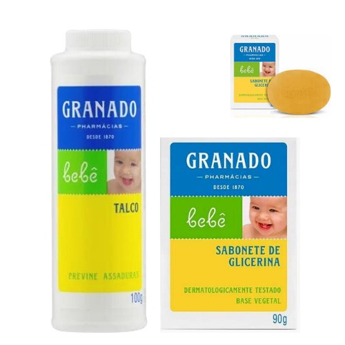 Sabonete em Barra Granado de Glicerina Para Bebê Tradicional de 90g + Talco Infantil Granado Bebê 100g