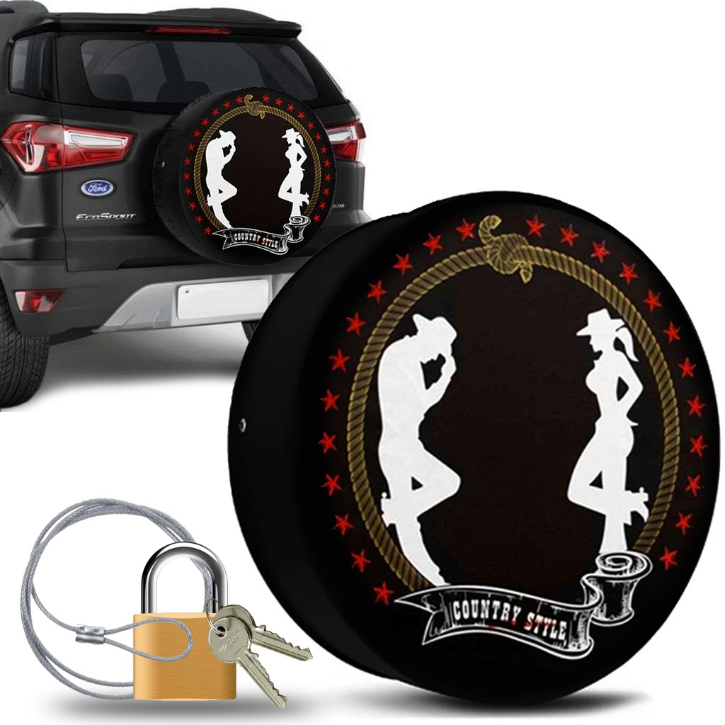 Capa Estepe Ecosport Crossfox Aircross Idea Doblo Adventure Estampa Cowboy Country com Cabo de Aço e Cadeado