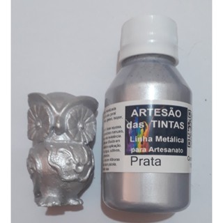 Tinta Metálica PRATA - Tinta Para Arte e Artesanato, gesso - 100Ml em Oferta na Shopee