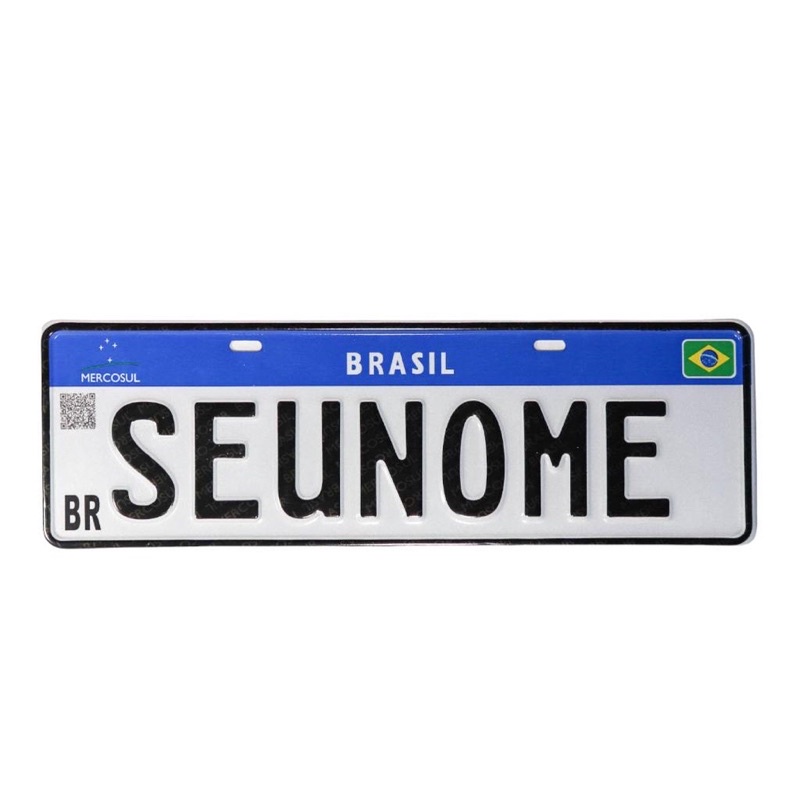 Placa De Carro Personalizada Mercosul Em Alumínio Com Nome Decorativa Customizada Para Presente