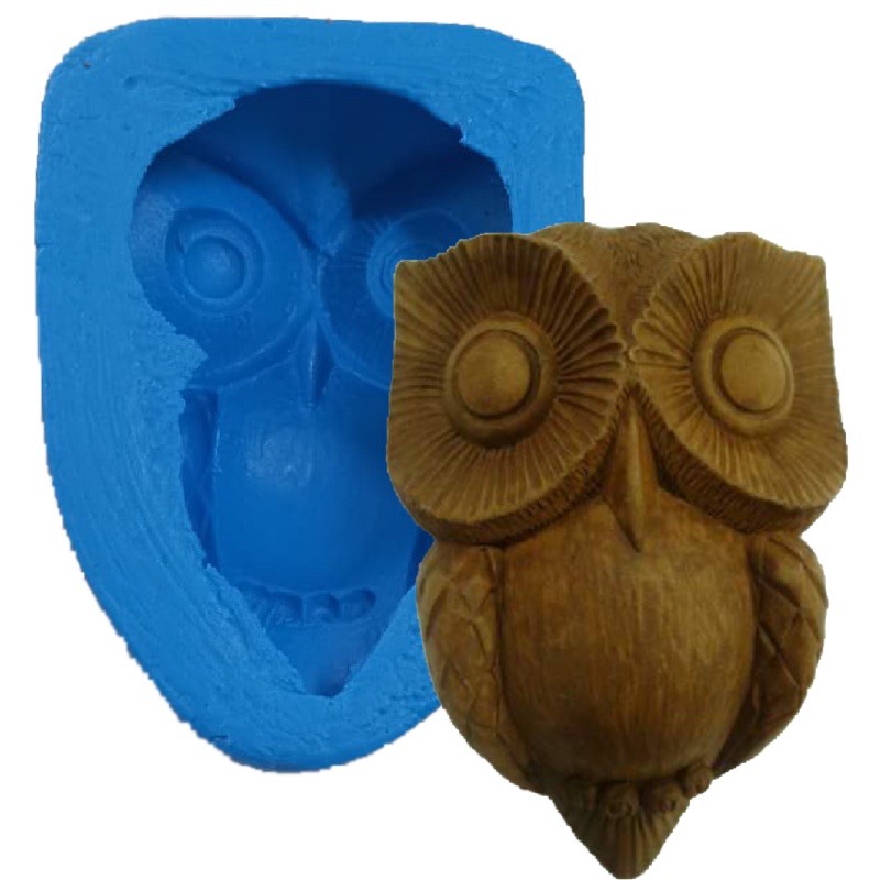 Molde de Silicone - Coruja Grande Sabonete Resina Vela Biscuit Organite Gesso