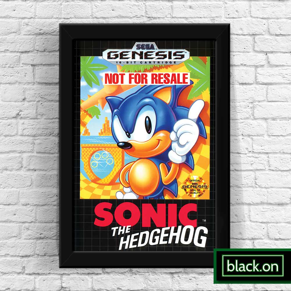 Quadro Com Moldura Poster Decorativo Sonic Hedgehog Sega Genesis A4 32x23cm #007