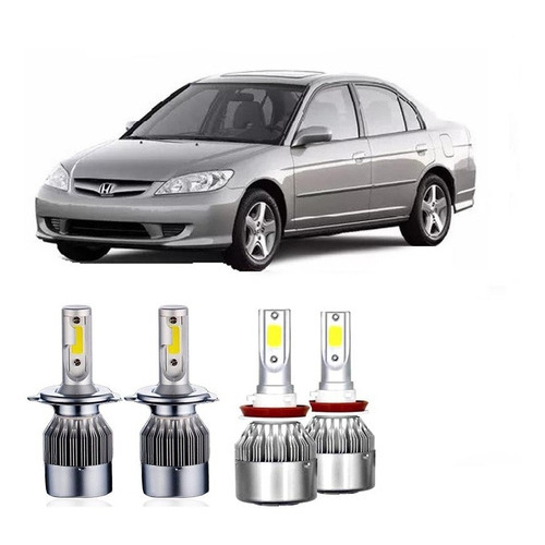Kit Super Led Honda Civic 2001 A 2003 Farol E Milha 6500k em Oferta na Shopee