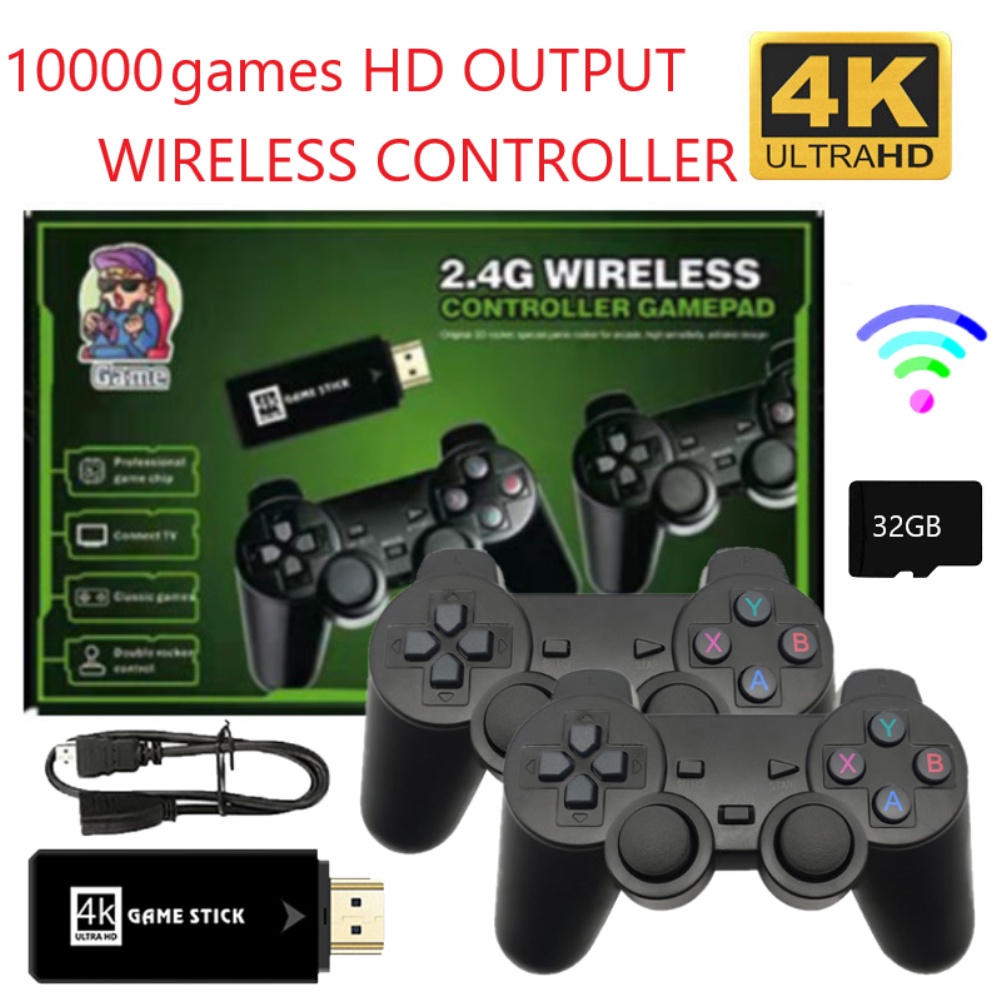 Consoles de Videogame 4k game stick 10000 Jogos 64gb/32g Retro Clássico Jogo  Sem Fio Gamepads Controlador de Tv Da Família Para ps1 / super Nintendo /  SNES | Shopee Brasil