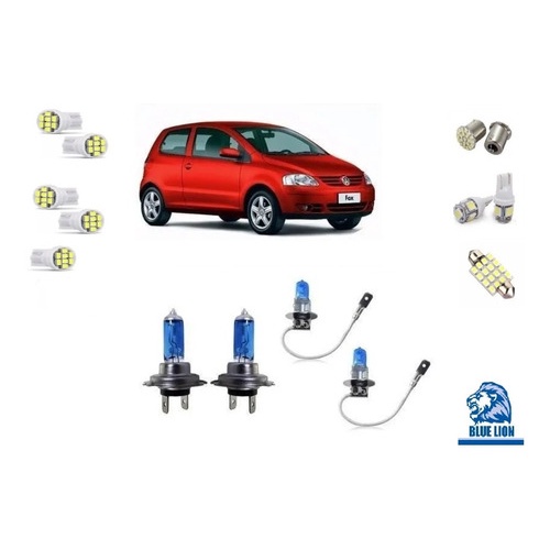Kit Lâmpada Leds + Farol Fox 2006 2007 2008 Farol Simples