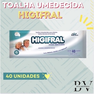 Toalhas Umedecidas Higifral 25x20 com 40 Unidades