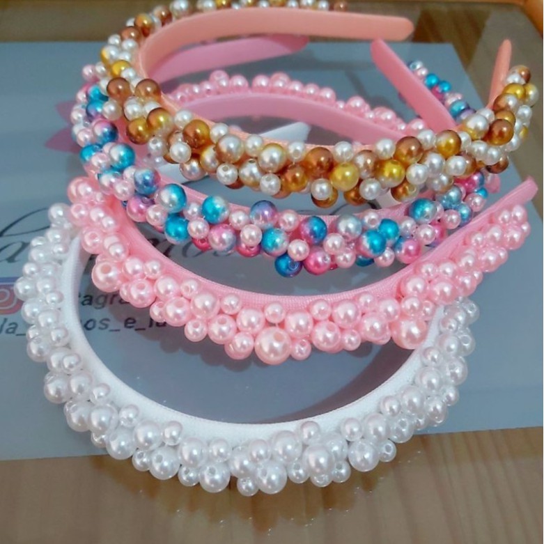 Tiara de pérola luxo trançada Shopee Brasil