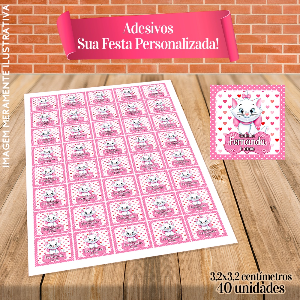40 Adesivos Quadrados 3,2x3,2cm Personalizados Vários Temas