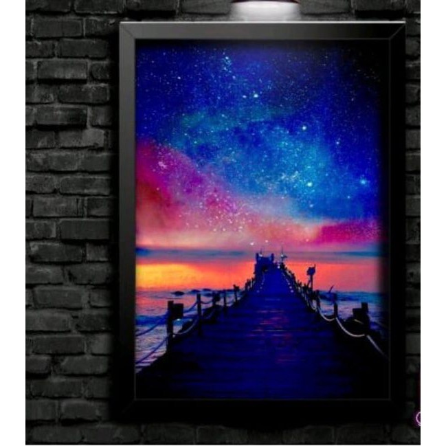 Quadro Decorativo Aurora Boreal - Luzes Que Tocam O Ceu - Estrelas - Luzes Colorida - Paisagem - O Mais Vendido