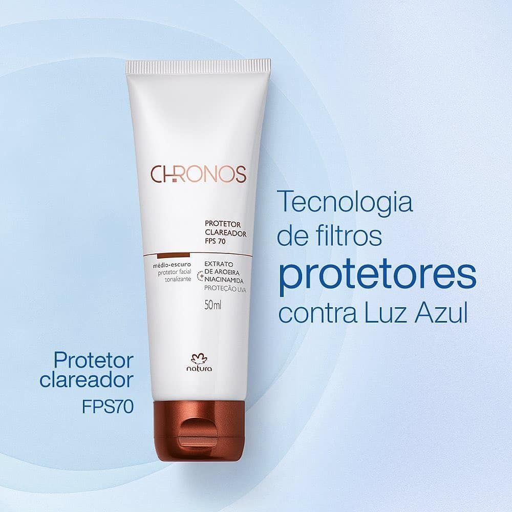 Protetor Clareador Facial Tonalizante FPS 70 Chronos - Natura | Proteção  Muito Alta | Shopee Brasil