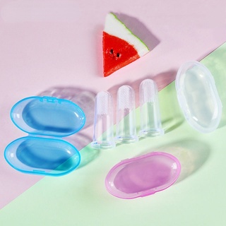 Escova De Dentes De Silicone + Caixa Para Bebês/Crianças Limpeza