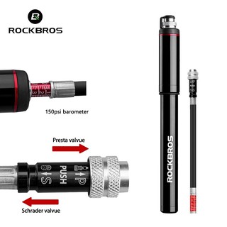 ROCKBROS Bomba Portátil De Alta Pressão De 150psi Com Barômetro Para Presta/Schrader Valvue