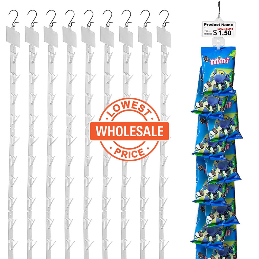 (Preço De Atacado) 62.5 Centímetros De Supermercado Lanche Display Ganchos Tiras Com Clips/Cabide De Exibição