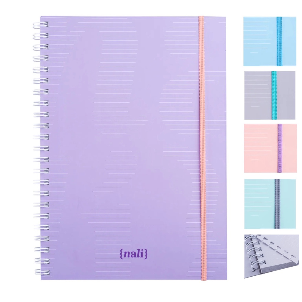 Caderno Universitário NALÍ Folhas Cinzas e Linhas Brancas 90g/m2 com 80 folhas (Folhas Reposicionáveis)